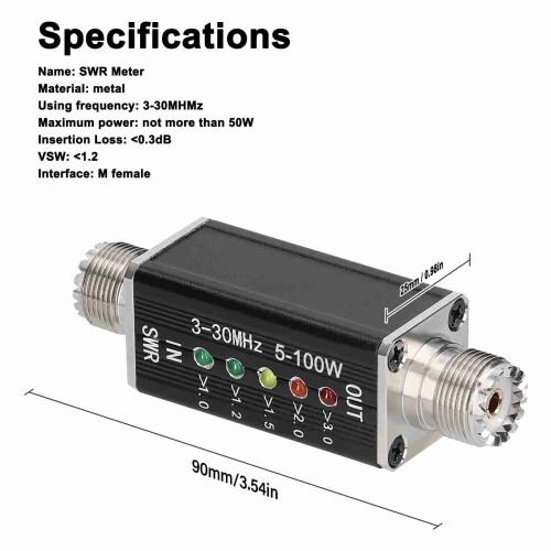 Frequency 3-30MHz SWR Meter with LED Display for TV & Radio Shortwave Testing 2