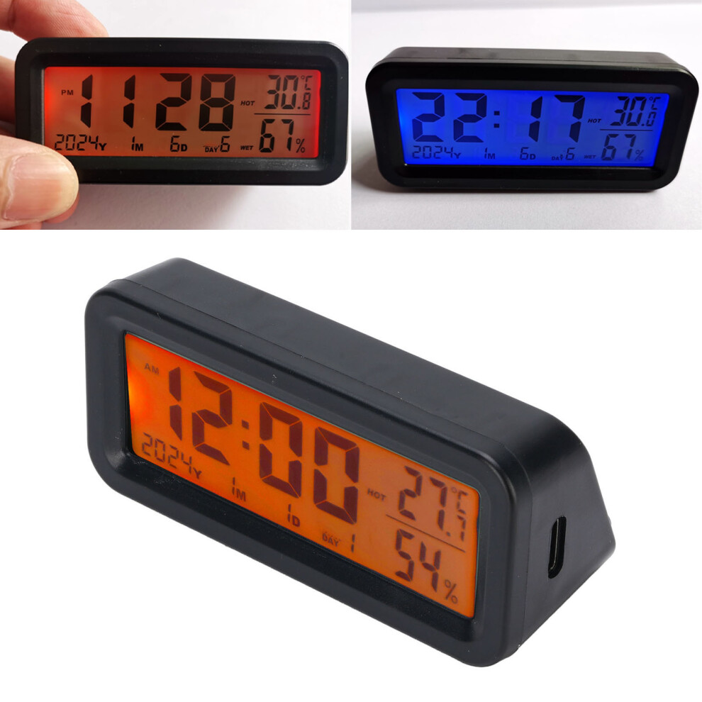 Car Dashboard Clock With Luminous Display, Calendar, Temp & Humidity, Solar Panel, Type C Charging 5051389538917