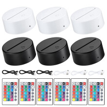 Base de Lâmpada LED Noturna 3D 16 Cores Base de Tela de Luz LED com Controle Remoto e Cabo USB, para Loja de Sala de Restaurante