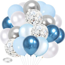 Silver White Balloons Pack of 60, Metallic  Silver Birthday Party Balloons, Macaron  Pearl  Balloon Set