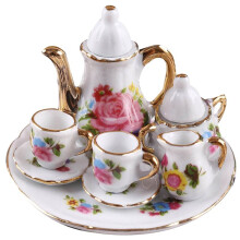 1:12 Set di Tazze da Tè nel Porcellana nel Miniatura Stoviglie nel Ceramica Teiera Cucina Accessori per Case Delle Bambole Decorazioni per La Casa