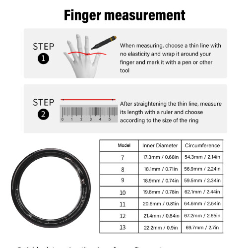 Smart Health Ring Edelstahl 20 mAh Größe 12 1