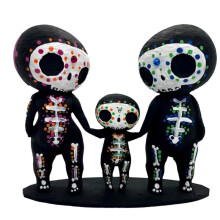Crâne Famille Figurines RéSine Artisanat Mignon Statue DéCorative Crânes en Sucre Main-A