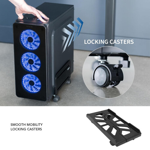 Adjustable ABS Mobile CPU Stand with Wheels, Fits 21-34cm Width 2