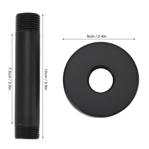 Top-Duscharm mit Flansch - G1/2, 10 x 7,5 cm, Schwarz 1