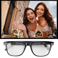 Bluetooth Smart Glasses with Mic, Speaker, Noise Reduction, IP65 Rainproof, Black Frame