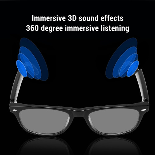 Bluetooth Smart Glasses with Mic, Speaker, Noise Reduction, IP65 Rainproof, Black Frame 2