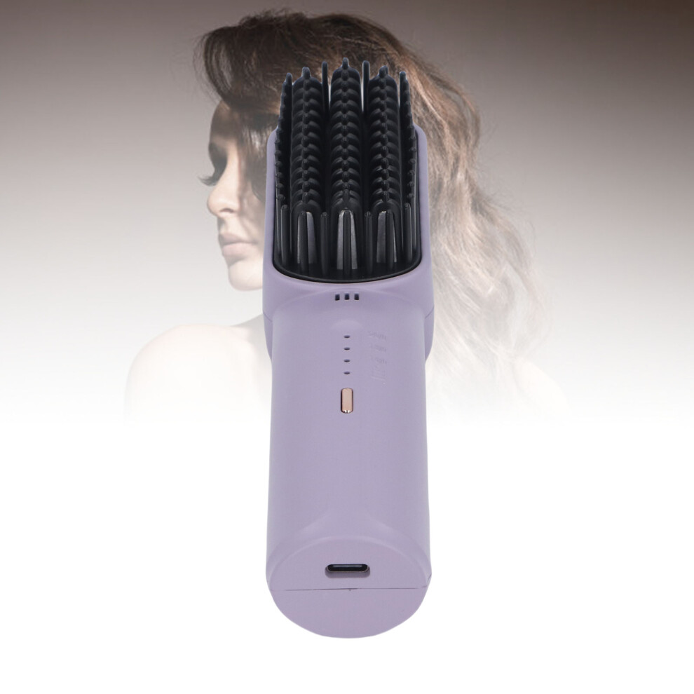Unisex Purple Portable 2500Mah Hair Straightener Comb, Fast Heating,
