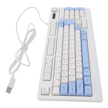93-Key RGB Backlit Wired Gaming Keyboard with Volume Knob, Blue & White