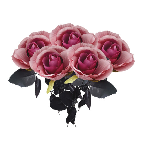 Artificial Rose Flower9cm Pink Red Grey
