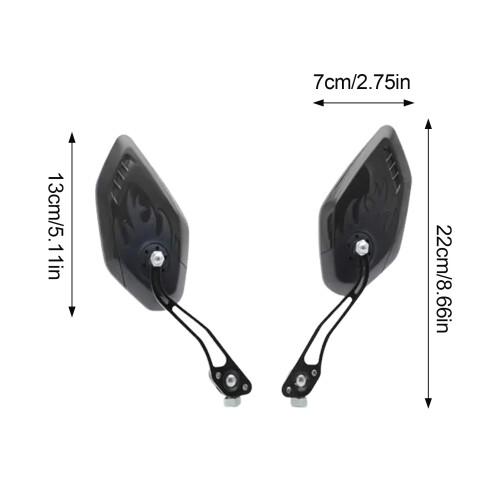 (Black) Adjustable Scooter/Motorcycle Rearview Mirror - Aluminum Alloy 1