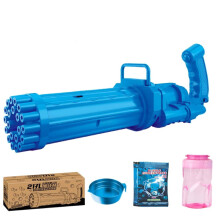 21 Hole Transparent Bubble Gun with LED Lights, Electric Gatling Bubble Machine for Kids and Parties