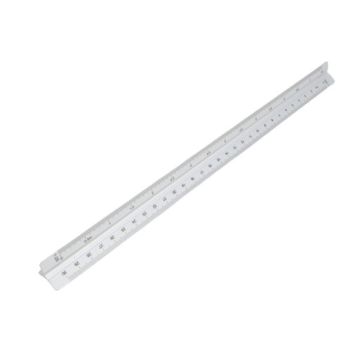 Aluminum Engineer Scale 30cm, 1:20–1:125, Silver, Triangular