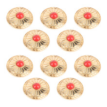 10 Sets 30mm Gold Flower Red Turquoise Metal Concho Buttons with Screws