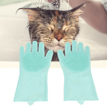 Guanto per la cura degli animali in silicone, rimuove i peli, massaggia, dimensioni 33x15 cm, per cani e gatti, colore verde