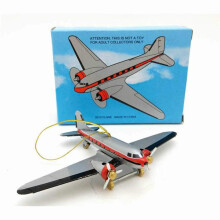 Airplane Christmas Ornament Retro Tin Aircraft Design Silver Metallic Hanging Decor for Tree or Home
