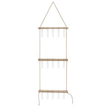 Drei-stufiges Wandpflanzen-Terrarium mit 15 Reagenzgläsern, Holz, 90x36cm