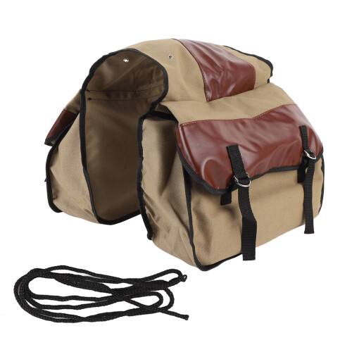Braune Canvas PU-Leder Motorrad-Satteltaschen 2