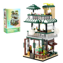 Mini Building Blocks Coffee House Kit, 1025‑Piece DIY Street View Model for Adults, Creative Gift