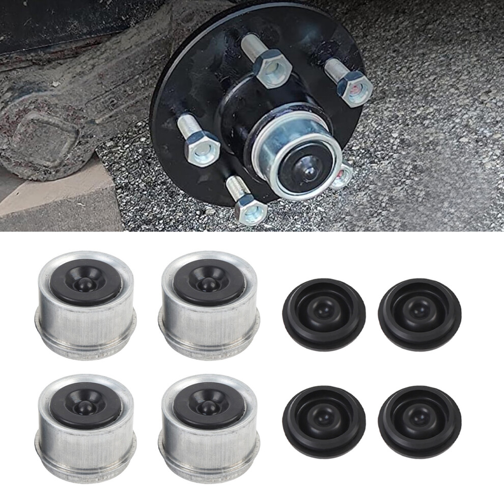 1.98In Trailer Axle Dust Cap With 4 Rubber Plugs, Galvanized Steel 8381389554370