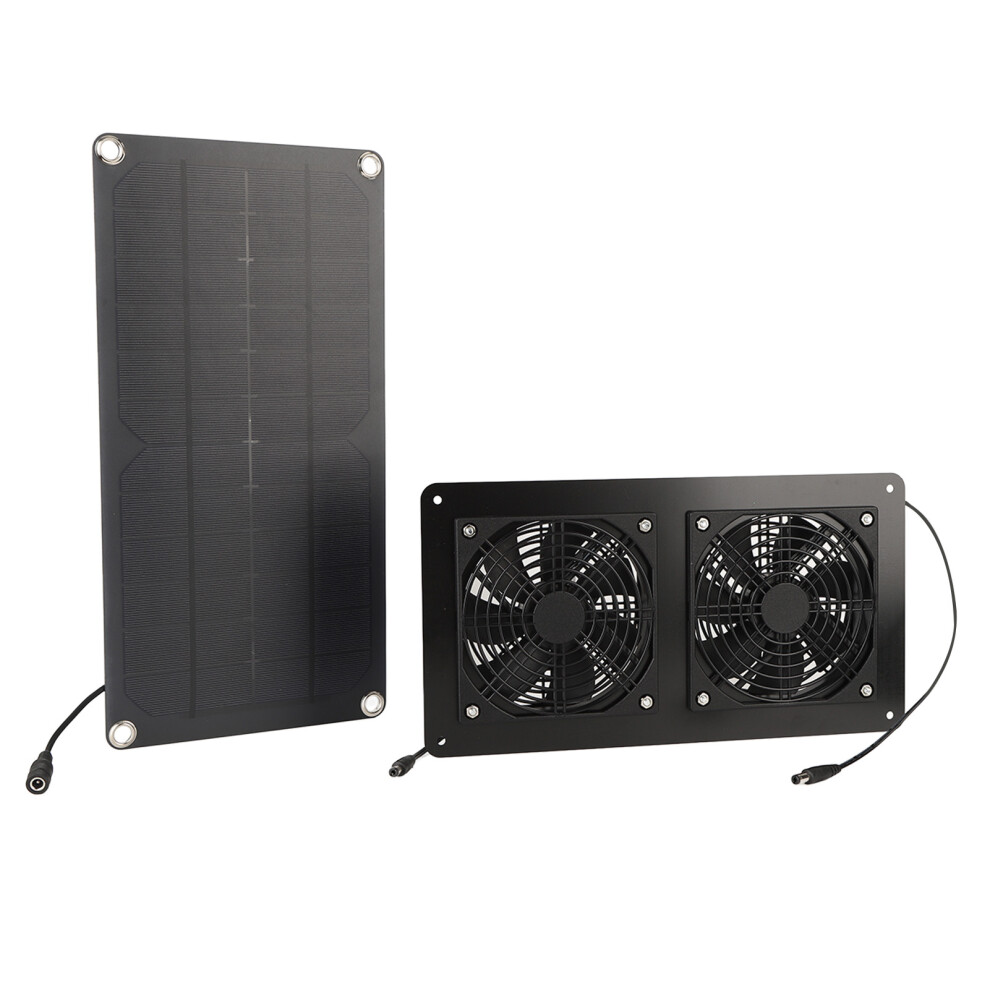 12V 10W Solar Panel Fan Kit With 3W Dual Cooling Fans For Car Greenhouse 7901389555811