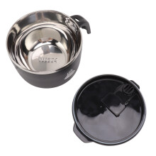 900ml Black Stainless Steel Noodle Bowl with Lid for Dormitory & Office Use