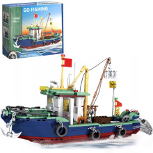 Fishing Boat Building Blocks Set, City Marine Fishing  Model Kit for Ocean Exploration, Durable Hull Design (582 PCS)