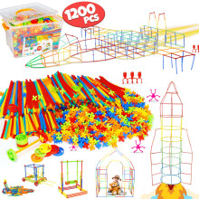 STEM Building Toys 1200Pcs Rainbow Straw Constructor Set for Kids Ages 48 Educational Engineering Kit