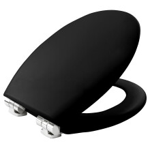 Bemis 4100 Phoenix Black Wood Toilet Seat Chrome Hinge - 4100CPT