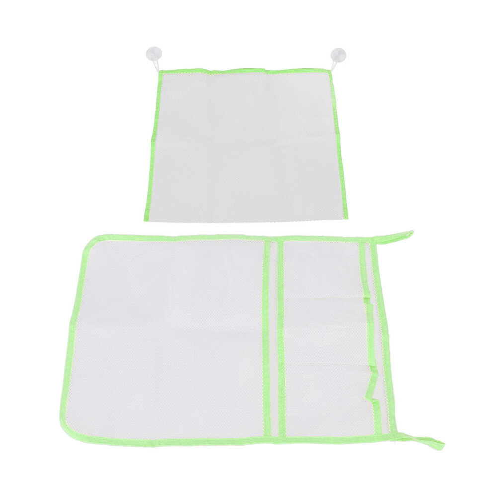 2Pcs Mesh Bath Toy Organizer With Suction Cup Hook, Polyester Storage Bag Green