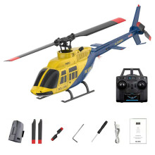 A60 1/42 Scale Flybarless Mini RC Helicopter with Optical Flow RTF, Yellow Blue Triple Battery Pack