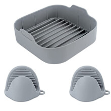 Oală pentru friteuză cu aer din silicon, de calitate alimentară, cu mănuși, 21,3 x 5,3 cm