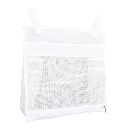 Large Capacity Baby Mesh Bath Toy Organizer, White Polyester Storage Bag
