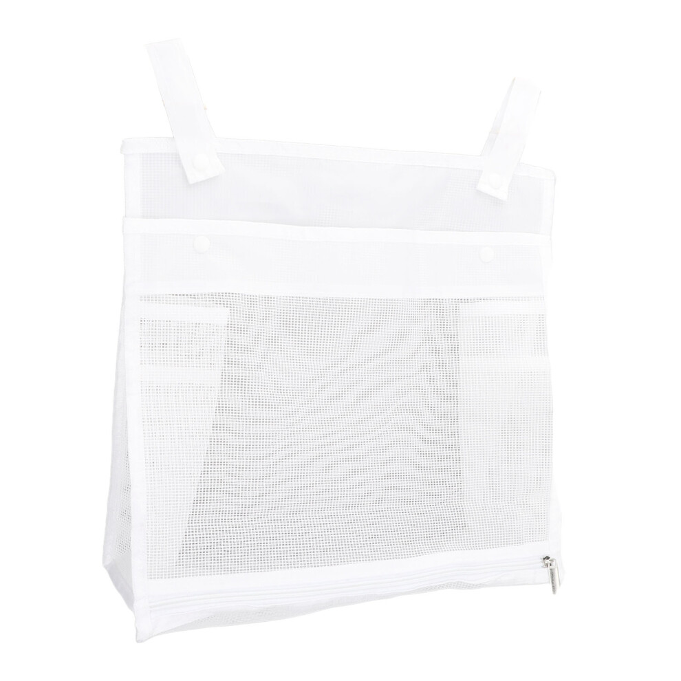 Large Capacity Baby Mesh Bath Toy Organizer, White Polyester Storage Bag