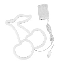 Pink LED Neon Cherry Wall Light, USB Power, 23x19cm