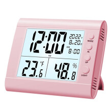 Digitaler Wecker, Elektronische Uhr LED-Anzeige Elektronische Uhr Stereo, Geschenk für Freunde und Kinder Rosa