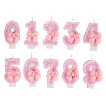 Number Cake Decorating Candles Cute Bow Baby Girl Birthday Cake Topper Decoration Party Supplies 0-9 Digital Candle