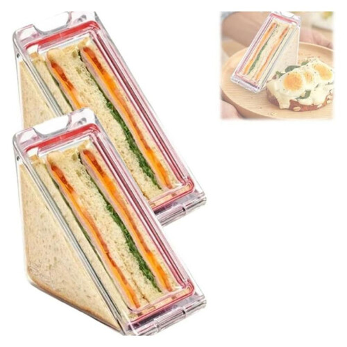 Triangle Sandwich Container Triangle Clear Plastic Sandwich Container with Lid To-Go Containers for Cheese 2Pcs 2