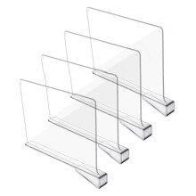 4Pcs Shelf Dividers for Closet Organization, Closet Shelf Organizer Closet Separator for Shelves Clear Shelf Dividers