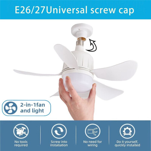 Led Ceiling Fan Light E27 with Remote Control for Dimming, Suitable for Living Room, Study, Household Use, 85-265V 2