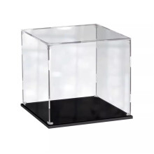 Transparent Acrylic Display Box 20x20x20cm Stackable Dustproof Cube for Model Collection and Storage