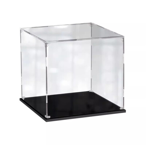 Transparent Acrylic Display Box 20x20x20cm Stackable Dustproof Cube for Model Collection and Storage
