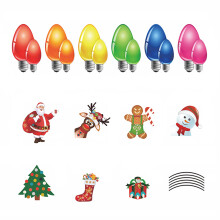 Magnetic Christmas Bulbs Set with Wire and Pictures