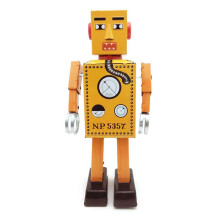 Large Retro Tin Wind Up Robot Toy with Clockwork Walking Motion Collectible Gift for Adults