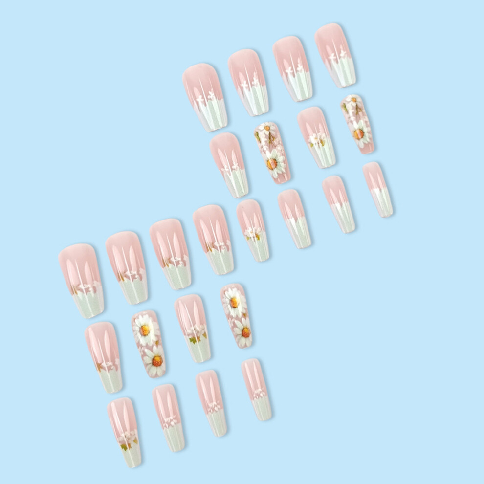 Roc-Electron French Tip Fake Nails - Nude Pink, Lightweight & Easy Stick