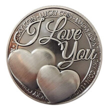 Lucky Love Coin Romantic Couple Commemorative Coin, Metallic Engraved Anniversary Gift Keepsake Token