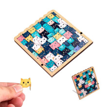 Cat Wooden Jigsaw Puzzle Cartoon Cat Shaped for Adults Kids, Unique Cat Lover Gift and Fun Home Decor