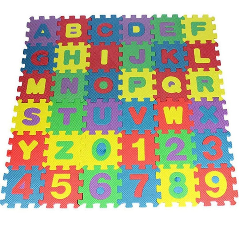 36Pcs EVA Foam Baby Play Mat with Letters and Numbers, Colorful Interlocking Puzzle Floor Mat for Kids