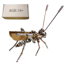 3D Metal Puzzle Grasshopper Model Kit for Adults, SteamPunk Bionic Insect with Movable Mechanical Parts, 177PCS Durable DIY Decor