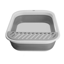 Halb geschlossenes, zusammenklappbares Katzenklo – 46x34x12 cm, Grau